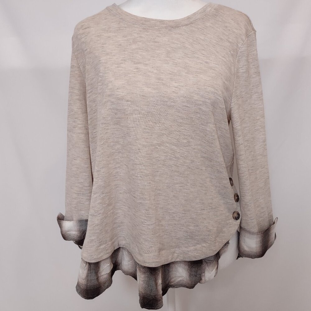 EUC Plaid Layered Long Sleeve Top